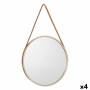 Miroir mural Marron champagne Verre Cuir Synthétique 60 x 60 x 3 cm (4 Unités)