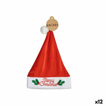 Gorro de Papá Noel Merry Christmas Muérdago Rojo (12 Unidades)