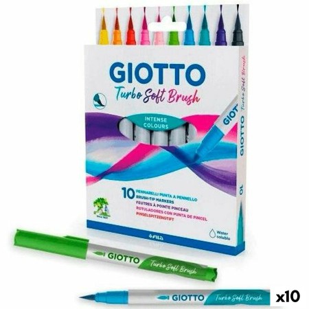 Ensemble de Marqueurs Giotto Turbo Soft Brush Multicouleur (10 Unités)