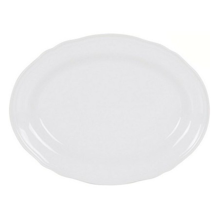 Plat à Gratin Feuille Ovale Porcelaine Blanc (35,5 x 27 cm)