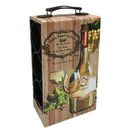 Caja Signes Grimalt Botellas de vino Metal Madera MDF 11,5 x 33,5 x 18 cm