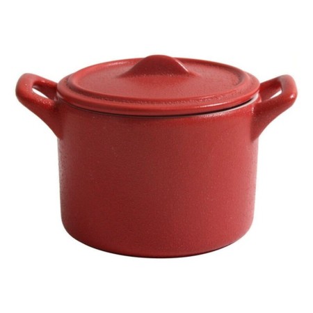 Marmite avec couvercle Stoneware Porcelaine Rouge (13 x 9 x 7 cm)