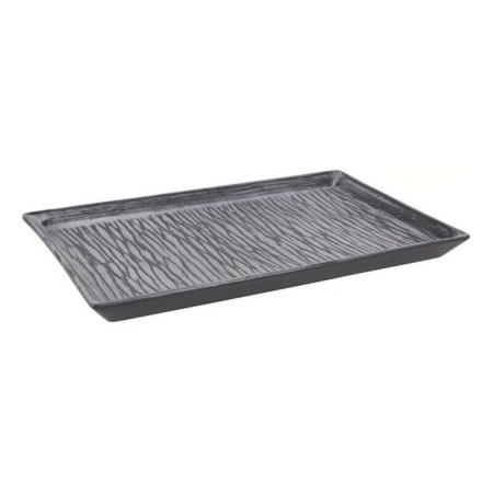 Plateau Stoneware Lotus Rectangulaire Porcelaine Noir (33 x 21 x 2 cm)