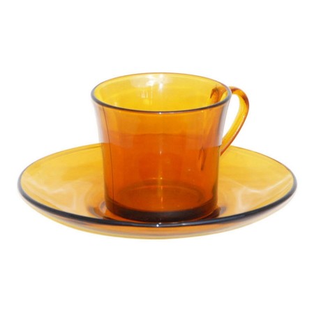 Tasse avec sous-tasse Duralex Lys Ambre (18 cl) (Pack 6 uds)