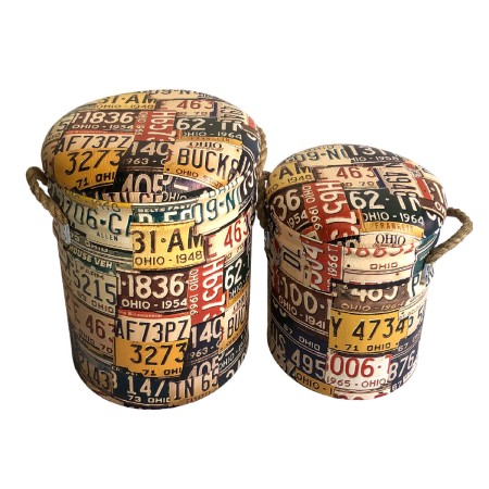 Jeu de tabourets Signes Grimalt USA License Plates 30 x 35 x 30 cm