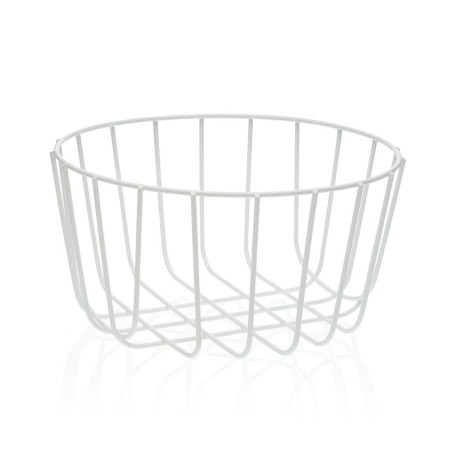 Frutero Versa Blanco Metal Cerámica Acero 26 x 13 x 26 cm