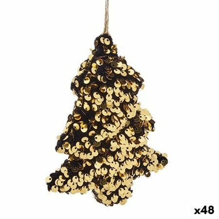 Adorno Navideño Árbol de Navidad Dorado Plástico Lentejuelas 10 x 4 x 13 cm (48 Unidades)