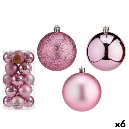 Set de Bolas de Navidad Rosa Plástico Ø 8 cm (6 Unidades)