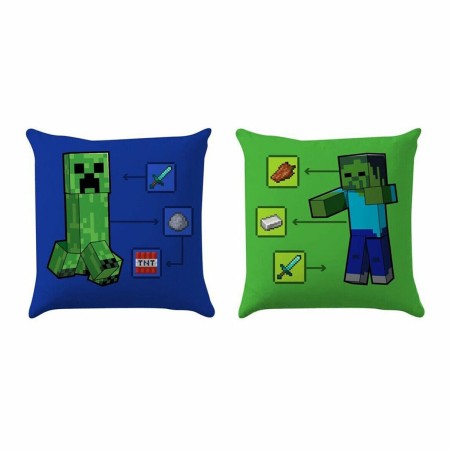 Cojín Minecraft Azul Verde 35 x 35 cm Cuadrado