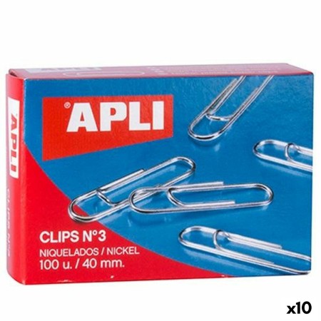 Clips Apli Nº 3 Níquel 40 mm (10 Unidades)