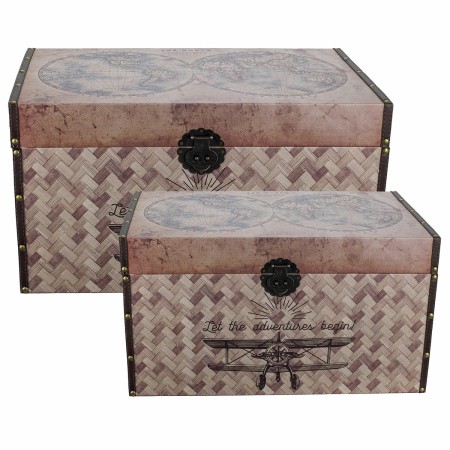 Lot de paniers Signes Grimalt Mappemonde PVC Bois MDF 41 x 39 x 70 cm