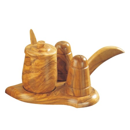 Set de salière et poivrière Signes Grimalt Bois d'olivier 16 x 9 x 13 cm