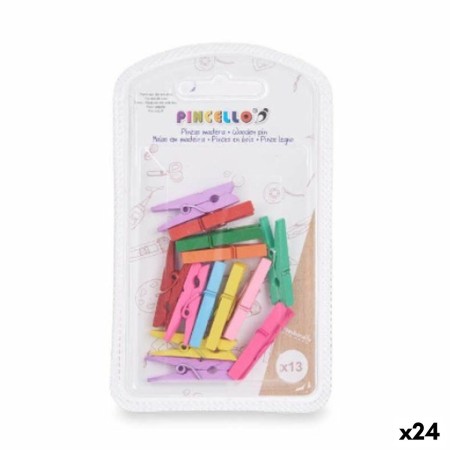 Pinces de serrage Petit Multicouleur Bois (24 Unités)