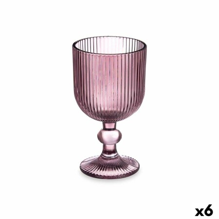Copa de vino Rayas Rosa Vidrio 260 ml (6 Unidades)