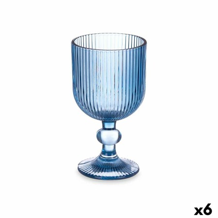 verre de vin Rayures Bleu Verre 260 ml (6 Unités)