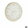 Reloj de Pared Cuadrado Redondo Dorado Vidrio Plástico 33 x 33 x 5,5 cm (6 Unidades)