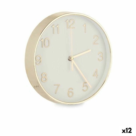 Reloj de Pared Redondo Dorado Vidrio Plástico 20 x 20 x 3,5 cm (12 Unidades)