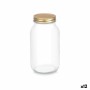 Bocal Transparent Doré Métal verre 950 ml 9 x 18 x 9 cm (12 Unités)