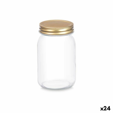 Bocal Transparent Doré Métal verre 500 ml 8 x 13 x 8 cm (24 Unités)