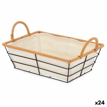 Panier Multi-usages Avec des poignées Rectangulaire Naturel Métal Tissu 30,3 x 14 x 19 cm (24 Unités)