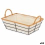 Panier Multi-usages Avec des poignées Rectangulaire Naturel Métal Tissu 30,3 x 14 x 19 cm (24 Unités)