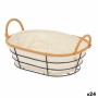 Cesta Multiusos Con asas Ovalada Natural Metal Tela 28,5 x 14 x 19,5 cm (24 Unidades)