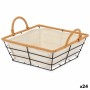 Cesta Multiusos Con asas Cuadrada Natural Metal Tela 26 x 14 x 21,7 cm (24 Unidades)