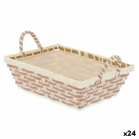 Panier Multi-usages Avec des poignées Rectangulaire Tressée Naturel Métal Tissu 30,5 x 13 x 19 cm (24 Unités)