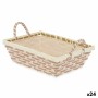 Panier Multi-usages Avec des poignées Rectangulaire Tressée Naturel Métal Tissu 30,5 x 13 x 19 cm (24 Unités)