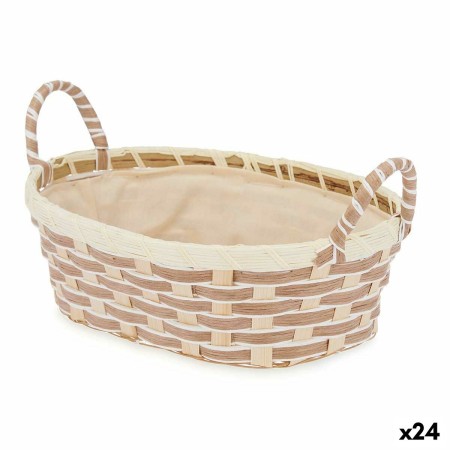 Panier Multi-usages Avec des poignées Ovale Tressée Naturel Métal Tissu 30 x 14 x 21 cm (24 Unités)