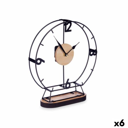 Reloj de Mesa Negro Metal Madera MDF 26 x 29 x 7 cm (6 Unidades)