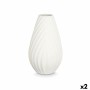 Vase Rayures Blanc Céramique 29 x 41 x 29 cm (2 Unités)