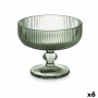 Copa de Helados y Batidos Rayas Verde Vidrio 310 ml (6 Unidades)