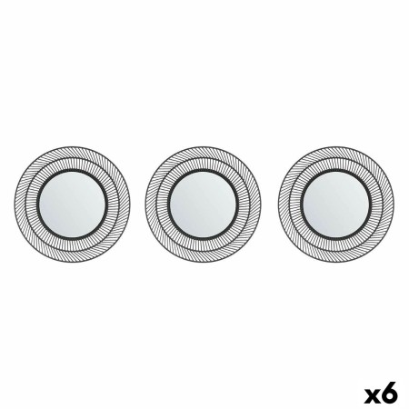 Ensemble de miroirs Rond Noir polypropylène 78 x 26 x 2,5 cm (6 Unités)