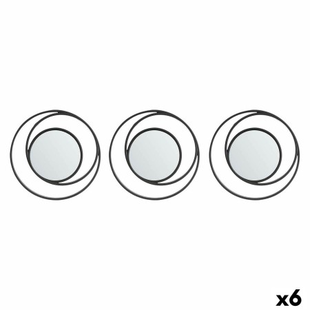 Ensemble de miroirs Rond Abstrait Noir polypropylène 78 x 26 x 2,5 cm (6 Unités)