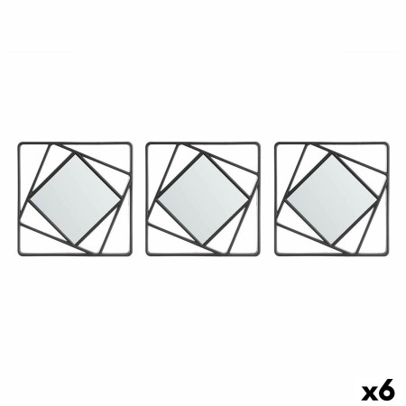 Ensemble de miroirs Carré Abstrait Noir polypropylène 78 x 26 x 2,5 cm (6 Unités)