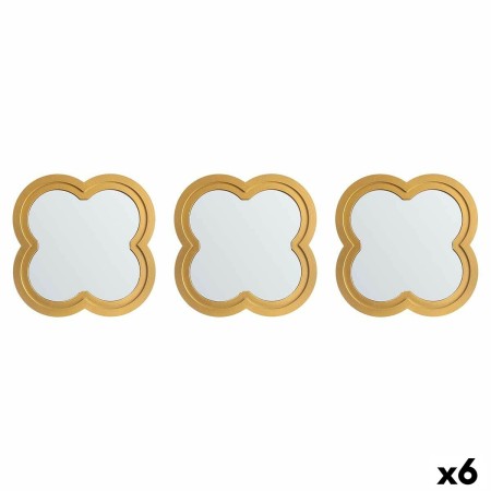Juego de Espejos Flor Dorado Polipropileno 78 x 26 x 2,5 cm (6 Unidades)