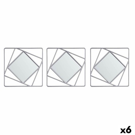 Ensemble de miroirs Carré Abstrait Argenté polypropylène 78 x 26 x 2,5 cm (6 Unités)