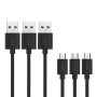 Cable USB A a USB C Aukey CB-D10 BLACK 3 Unidades Negro 1,2 m