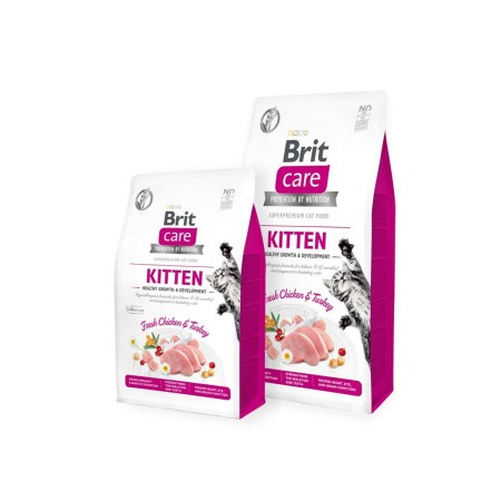 Aliments pour chat Brit Care Grain Free Kitten Healthy growth and development Adulte Poulet Dinde 7 kg