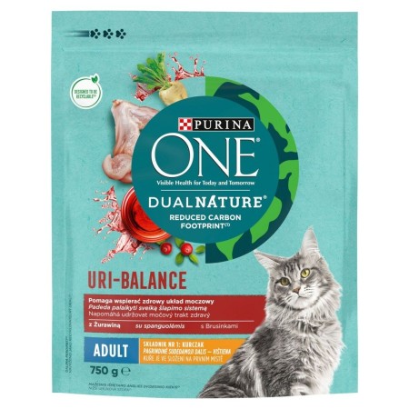 Aliments pour chat Purina One DualNature Uri-Balance Adult Adulte Myrtille Poulet 750 g