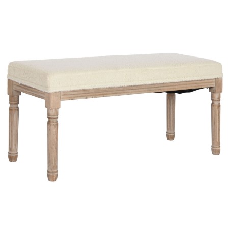 Banqueta Home ESPRIT Blanco Natural Poliéster Madera de caucho 100 x 38 x 43 cm