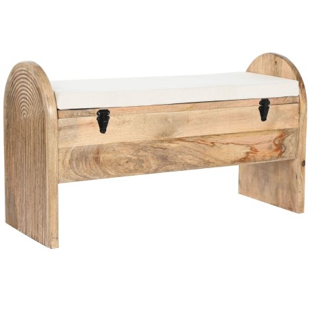 Banquette Home ESPRIT Blanc Naturel Marron Clair Bois de manguier 100 x 36 x 57 cm