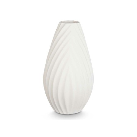 Vase Rayures Blanc Céramique 26 x 49 x 26 cm