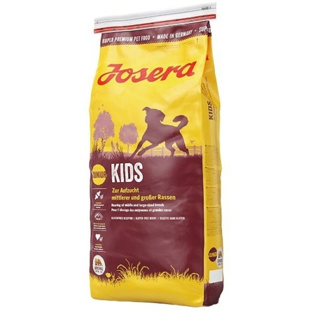 Nourriture Josera Kids Petit/Junior Poulet Saumon Agneau Riz Maïs Oiseaux 15 kg