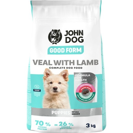 Nourriture John Dog Good Form Puppy Petit/Junior Veau Agneau 3 Kg