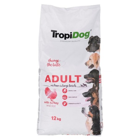 Nourriture Tropi Dog Premium Adult Medium & Large Adulte Dinde Riz Oiseaux 12 kg