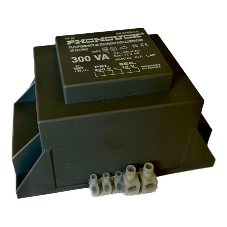 Transformateur de sécurité pour l'éclairage des piscines PHONOVOX tp30300 300 VA 12 V 230 V 50-60 Hz 16,5 x 11,1 x 9,4 cm