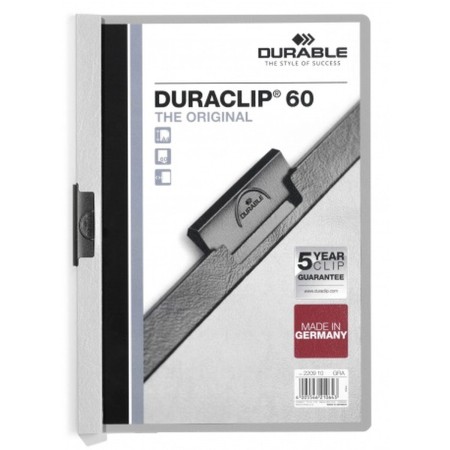 Portadocumentos Durable Duraclip 60 Gris Transparente A4 25 Piezas