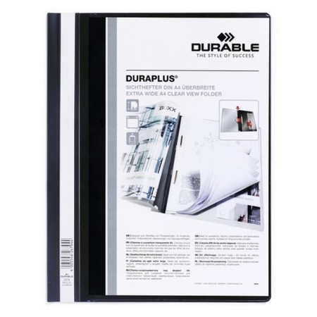 Portadocumentos Durable Duraplus Negro Transparente A4 25 Piezas